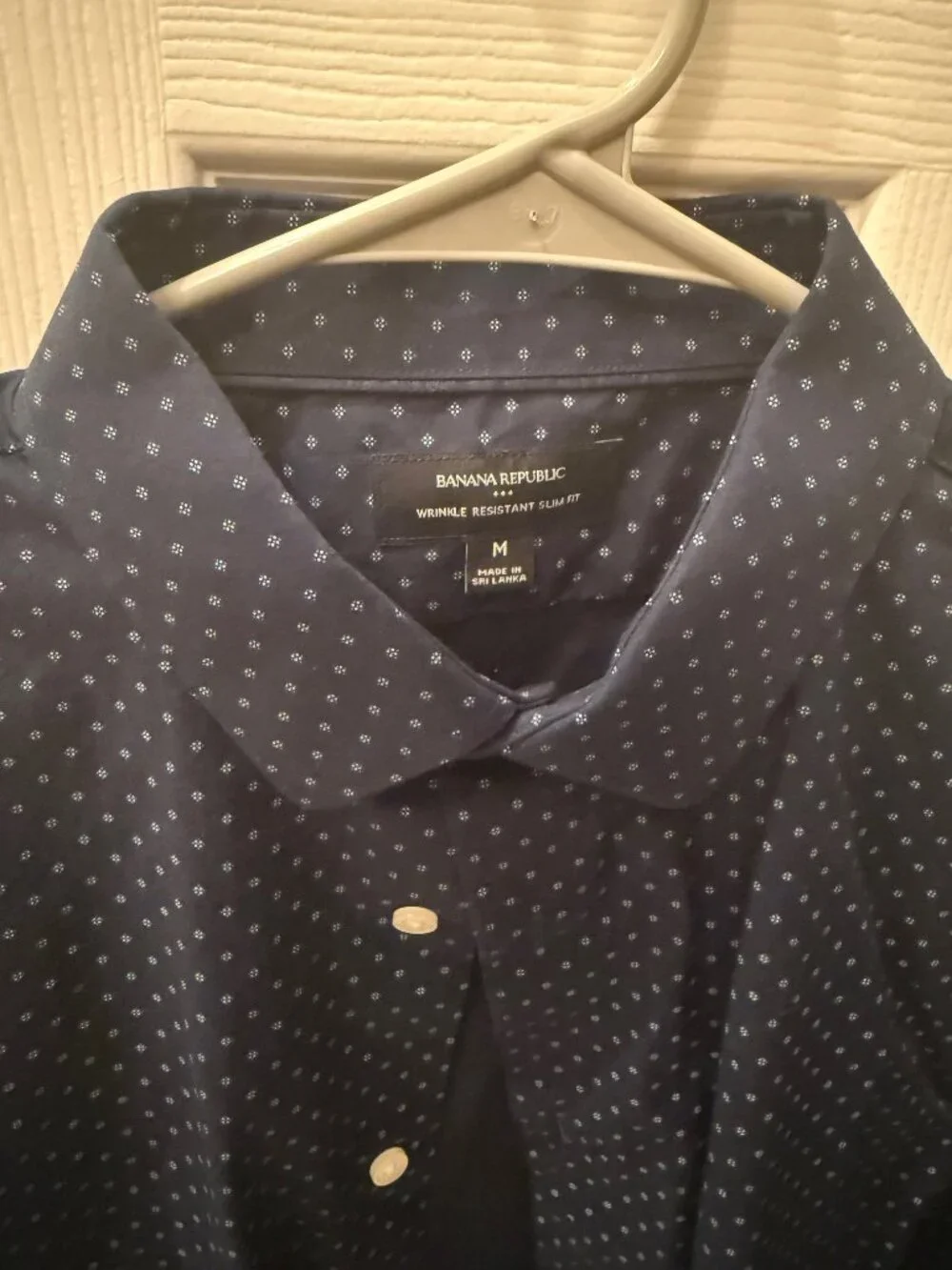 Banana Republic Mens Slim Dress Shirt - M - Black Mini Geo - USED